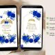 Geometric Royal Blue And Gold Mexican Princess Quinceañera Invitation