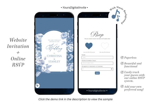 Chinoiserie Dusty Blue Wedding Invitation