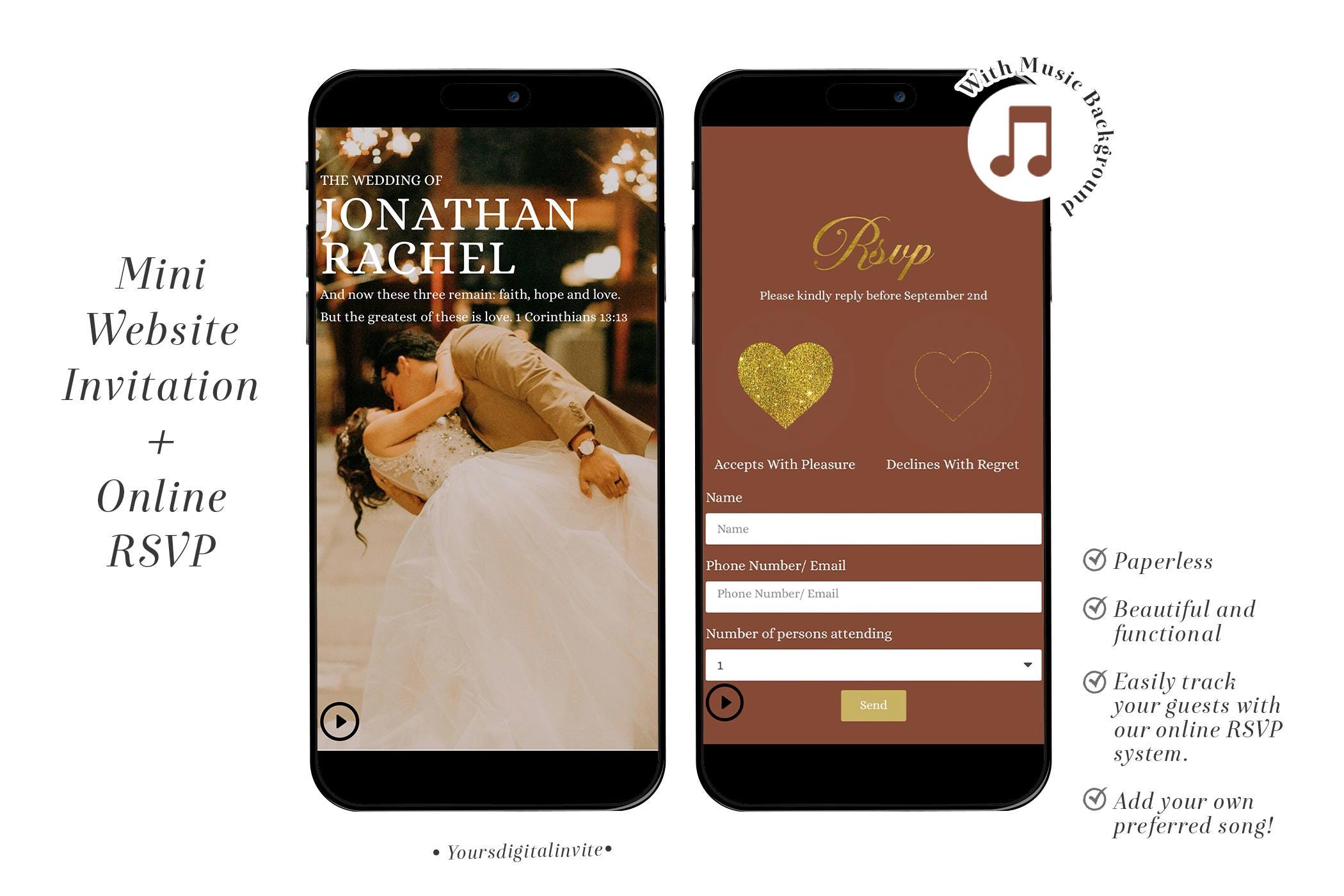 A2 Minimalist Botanical Wedding with Photo Website Invitation