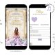 Elegant Gold Purple Mexican Princess Royal Ballroom Quinceañera Invitation