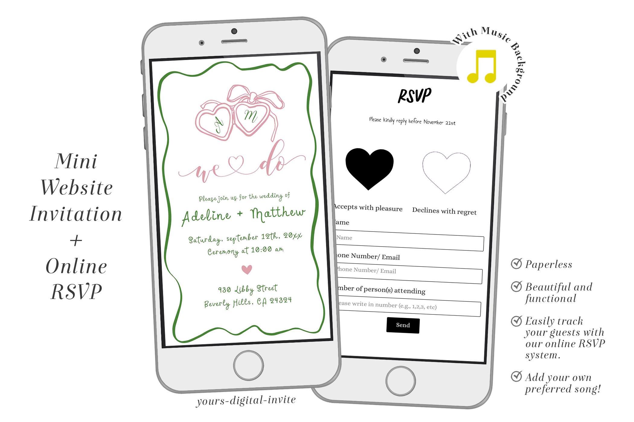 A1 Illustrated Whimsical Heart Locket Wedding Invitation