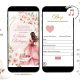 A6 Boho Blush Pink Mexican Princess Quinceañera Website Invitation