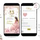 Pink Cherry Blossom Princess Quinceañera Invitation
