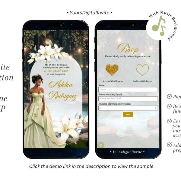 A15 Fairytale Magical Forest Princess African American Quinceañera Invitation