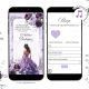 Q5 Fairytale Royal Castle Elegant Purple Quinceañera Invitation