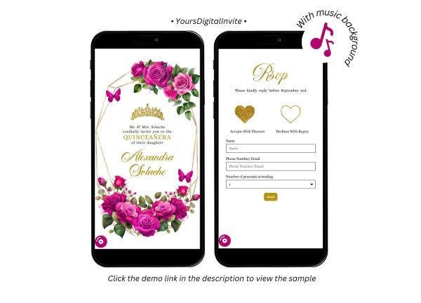 Geometric Fuchsia Pink Quinceanera Invitation