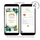 Gold Emerald Green Mexican Floral Quinceanera Invitation