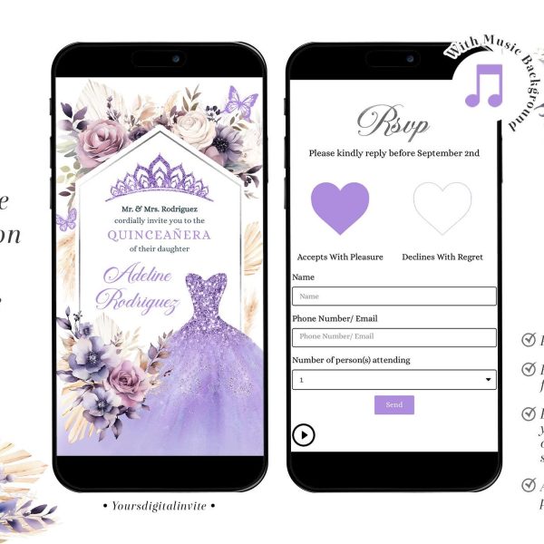 Mexican Boho Quince Anos Lilac Purple Silver Princess Dress
