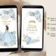 A16 Dusty Blue And Gold Mexican Princess Quinceañera Invitation