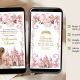 A15 Fairytale Princess Castle Pink Floral Quinceañera Invitation