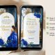 A15 Royal Blue Fairytale Floral Princess Quinceañera Invitation