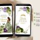 Q34 Geometric Butterfly Purple Lilac and Sage Green Quinceañera Invitation