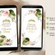 Geometric Butterfly Blush Pink and Sage Green Quinceañera Invitation