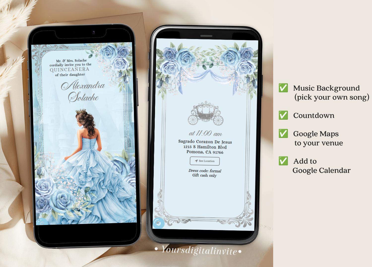 A15 Fairytale Royal Castle Light Blue Quinceanera