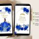 Geometric Royal Blue And Gold Mexican Princess Quinceañera Invitation