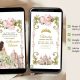 A15 Fairytale Princess Castle Sage Blush Pink Floral Quinceañera Invitation