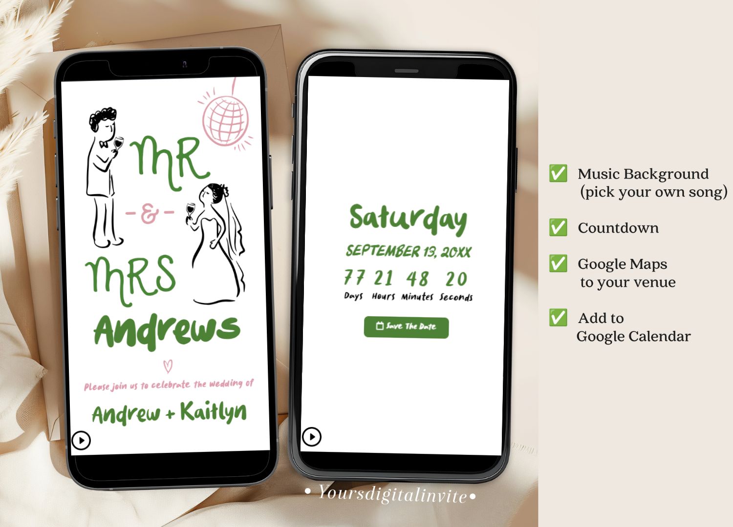 A1 Hand Drawn Fun Wedding Website Invitation