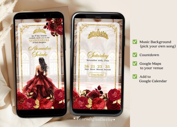 A12 Red Ballroom Quinceañera Invitation