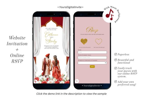 AC30 Red Rose Floral Wedding Indian Invitation