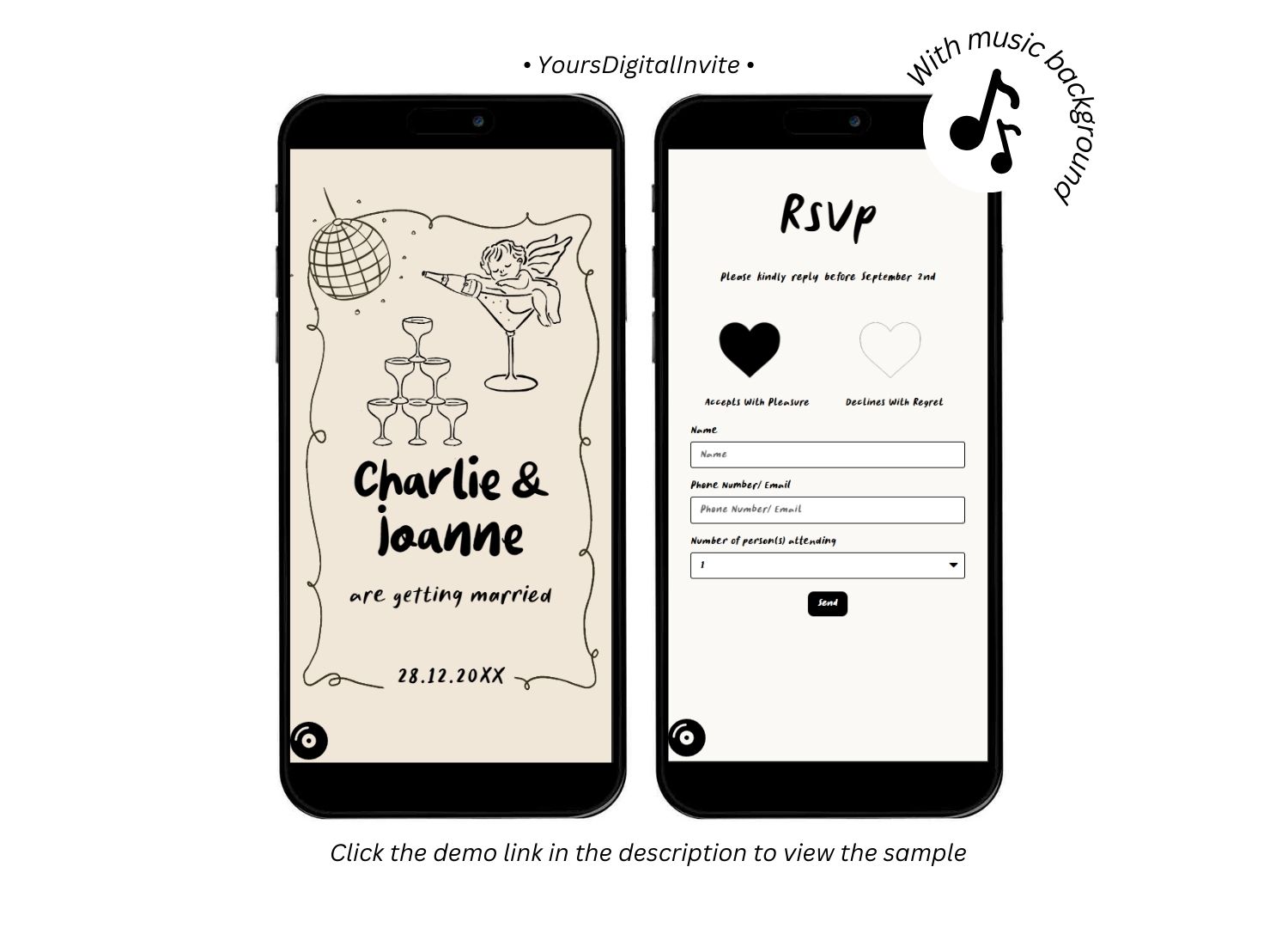 1+4 (1) Scribble Illustrations Handwritten Wedding Invitation