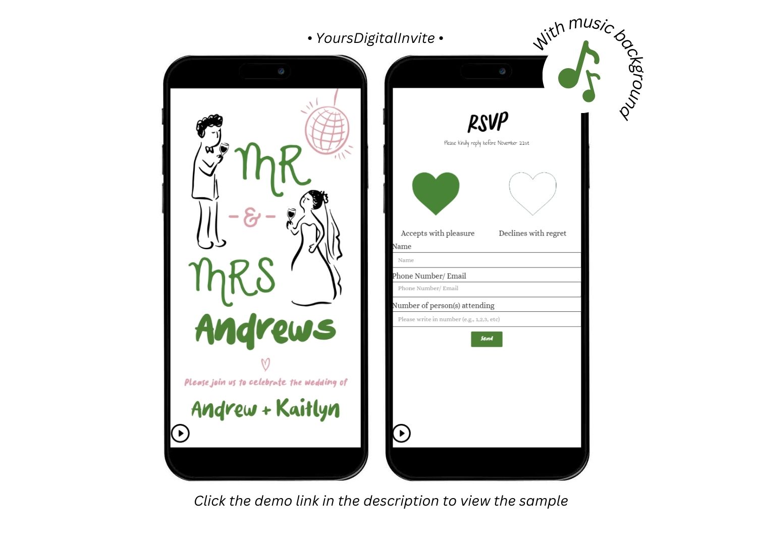 A1 Hand Drawn Fun Wedding Website Invitation