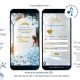 Dusty Blue Fairytale Floral Princess Quinceañera Invitation