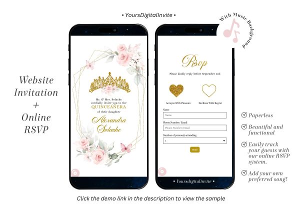 Pink And Gold Mexican Princess Quinceañera Invitation