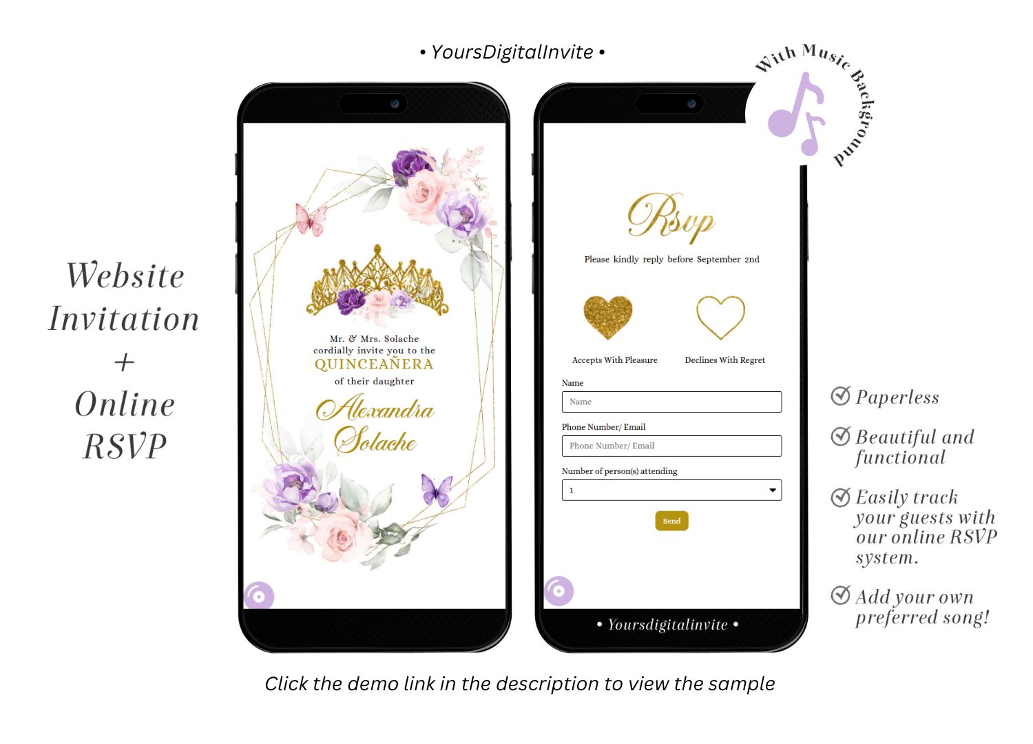 Purple Pink And Gold Mexican Quinceañera Invitation