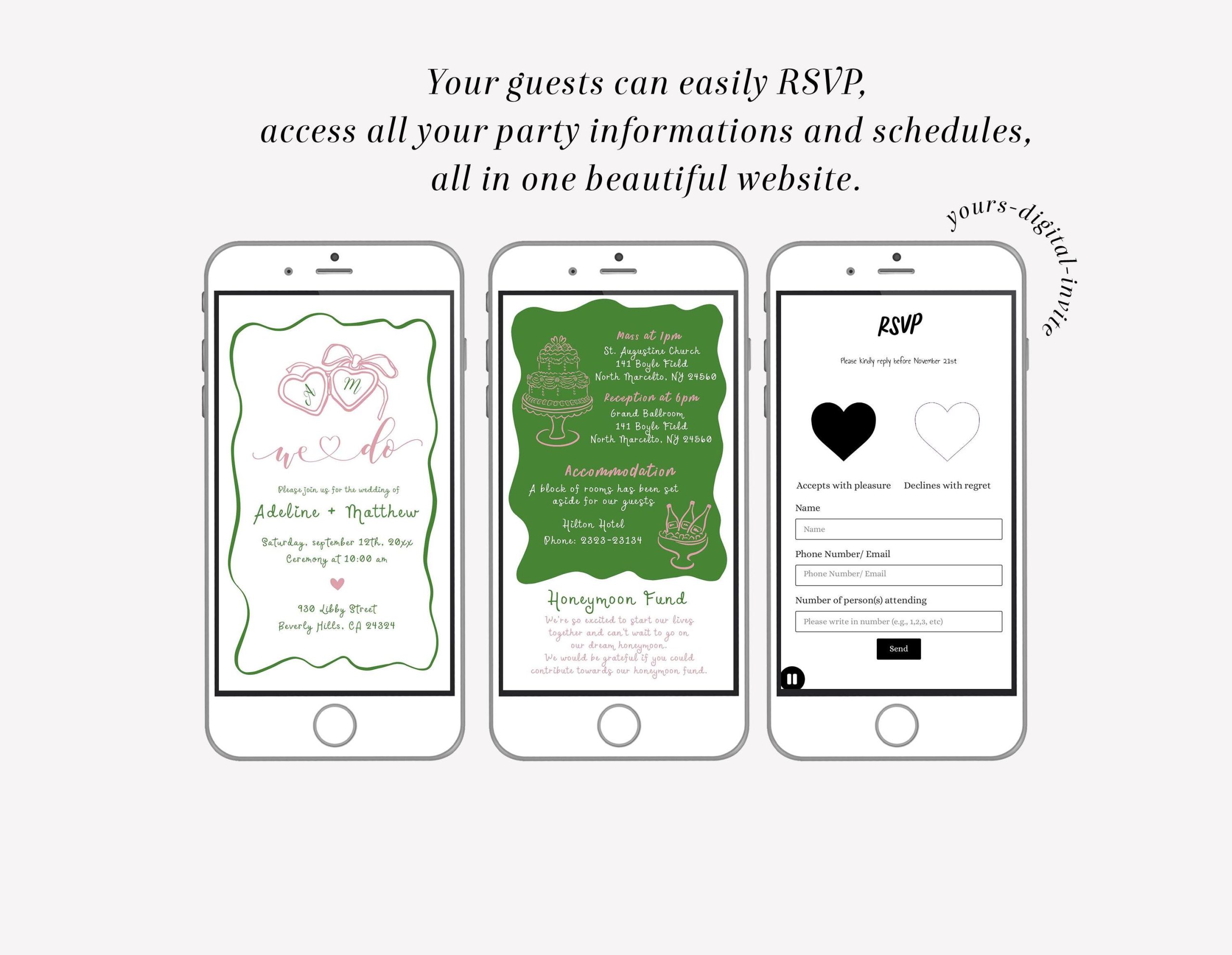 A1 Illustrated Whimsical Heart Locket Wedding Invitation