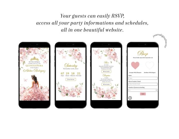 Q31 Gold Blush Pink Mexican Royal Princess Mis Quince Anos Invitation