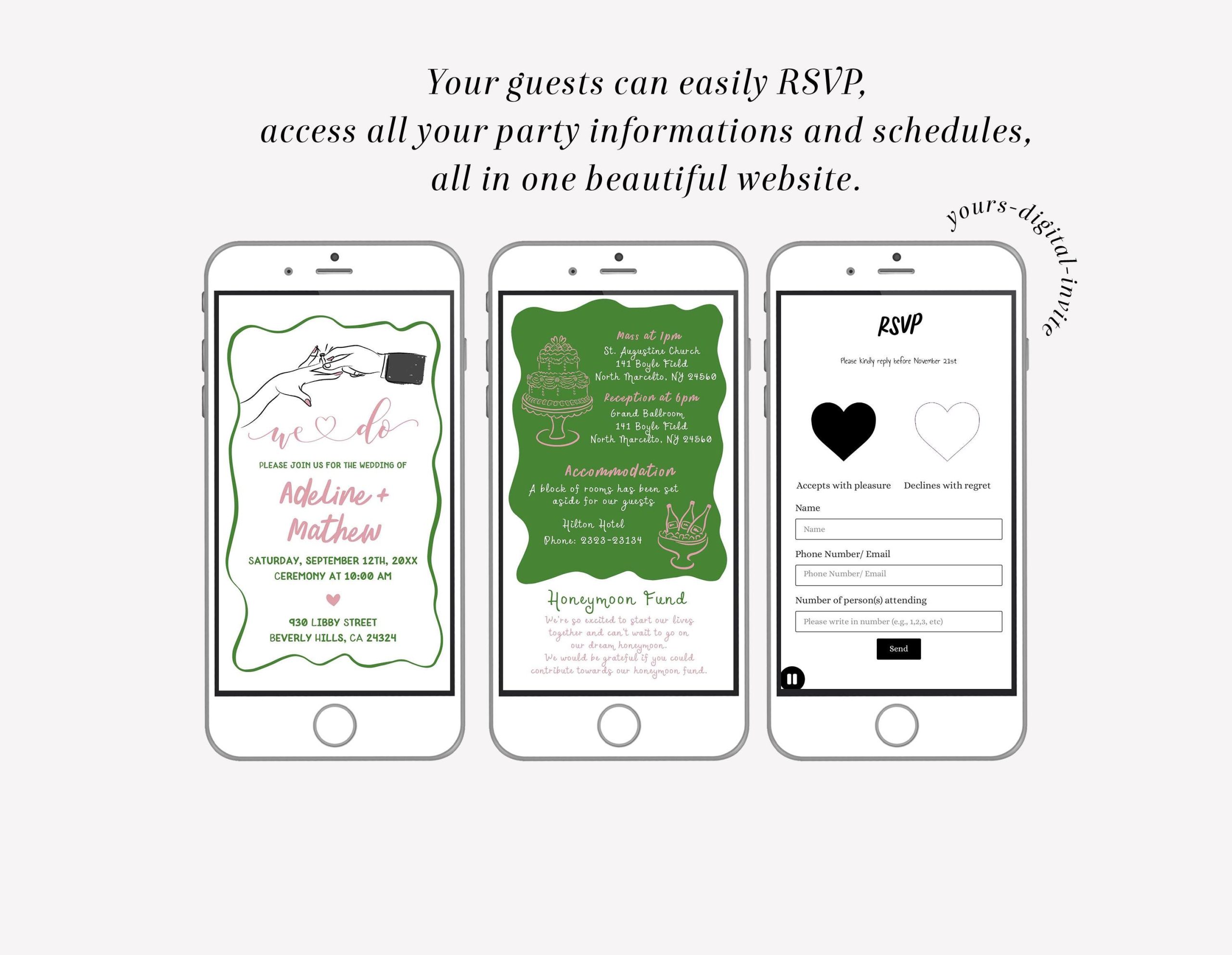 Hand Drawn Fun Wedding Website Invitation
