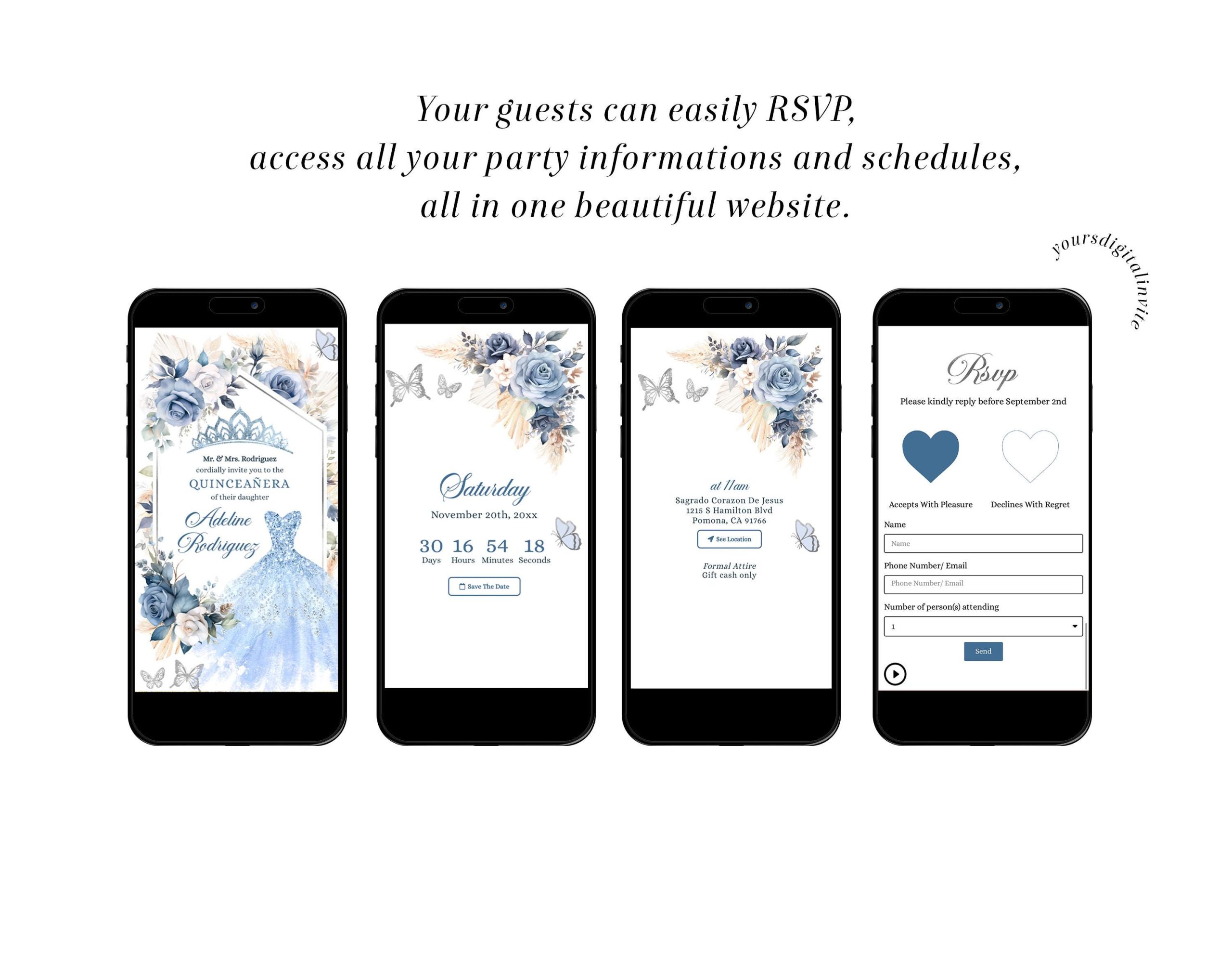 2 q13 blue Q13 Mexican Boho Quince Anos Dusty Blue Silver Princess Dress