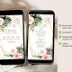 A6 Blush Pink Sage Green Floral Mexican Princess Quinceañera Invitation