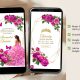 Geometric Pink Fuchsia Floral Quinceanera Invitation