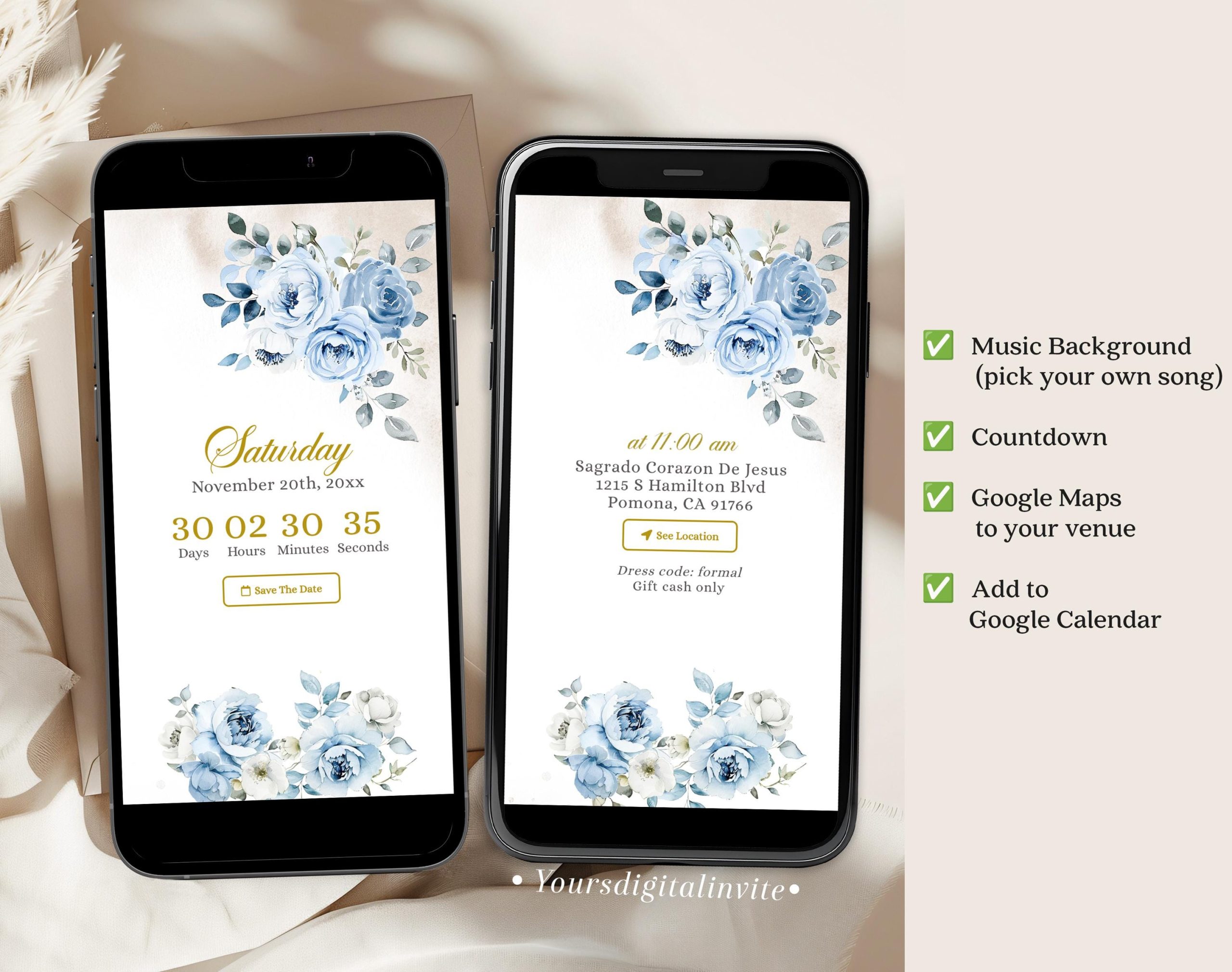 Baby Blue Princess Mexican Quinceañera Invitation