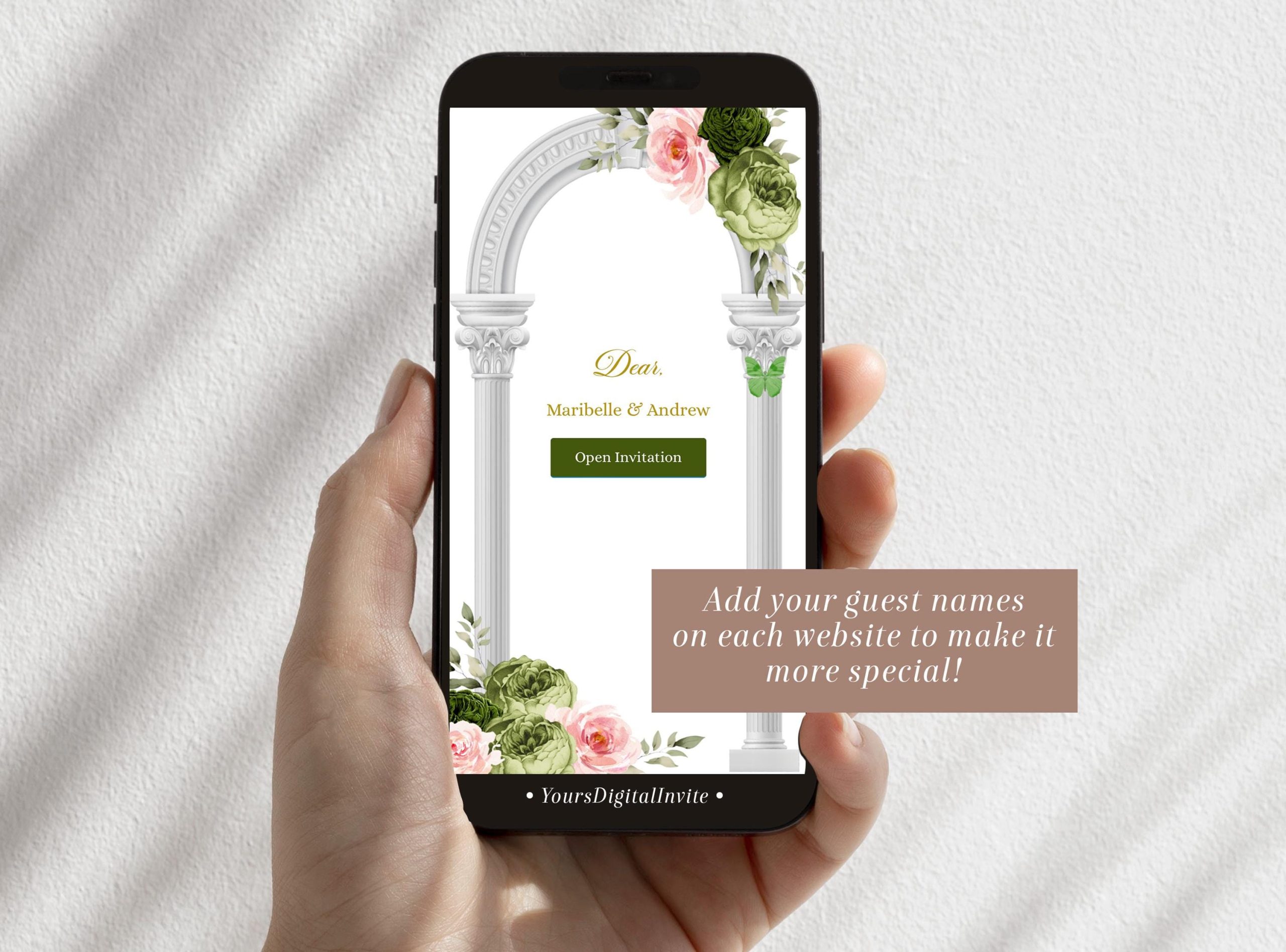 A11 Sage Pink Garden Fairy Quinceañera Invitation