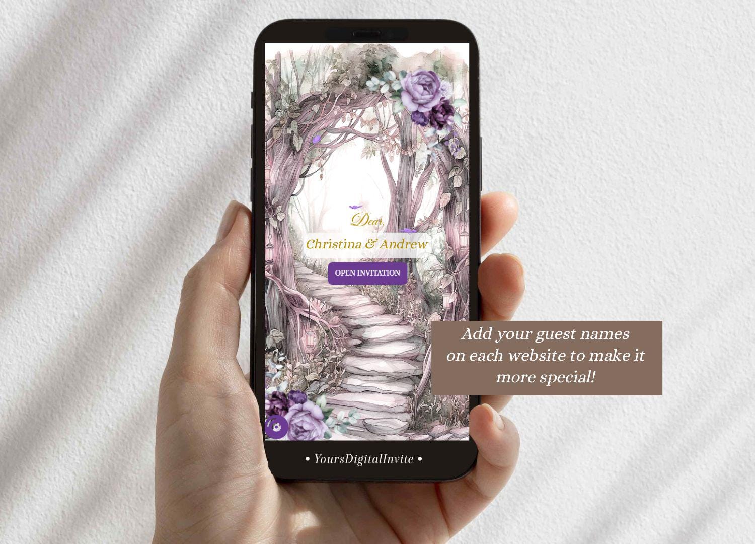 4 whim purple A14 Whimsical Forest Purple Quinceañera Invitation