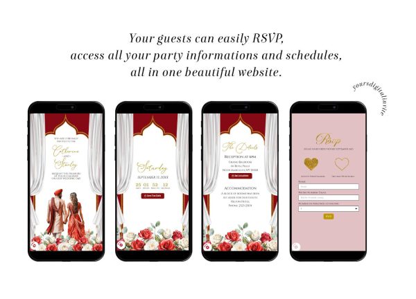AC30 Red Rose Floral Wedding Indian Invitation