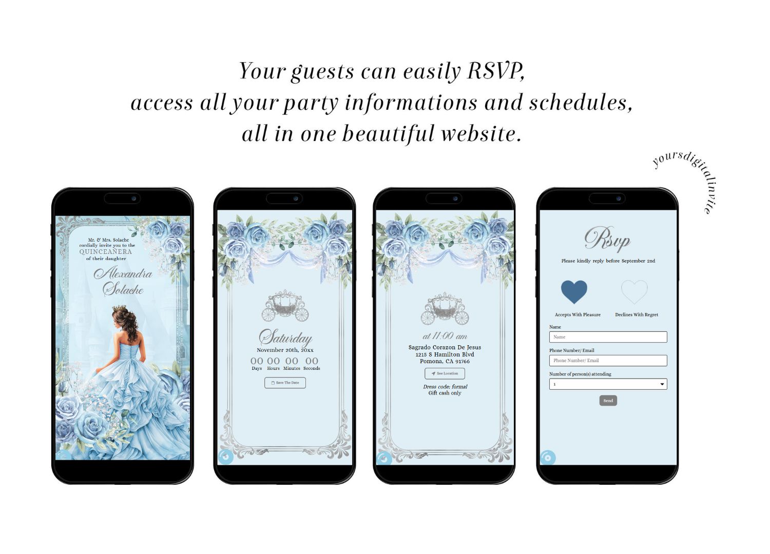 A15 Fairytale Royal Castle Light Blue Quinceanera