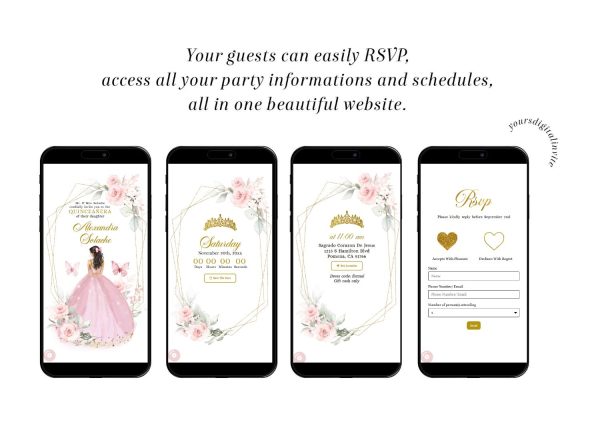 A16 Pink And Gold Mexican Princess Quinceañera Invitation
