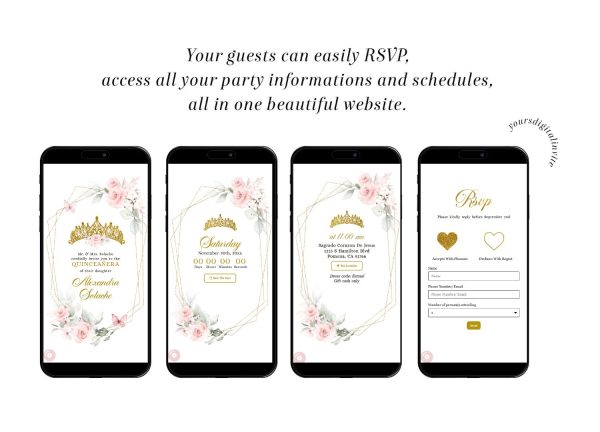 Pink And Gold Mexican Princess Quinceañera Invitation
