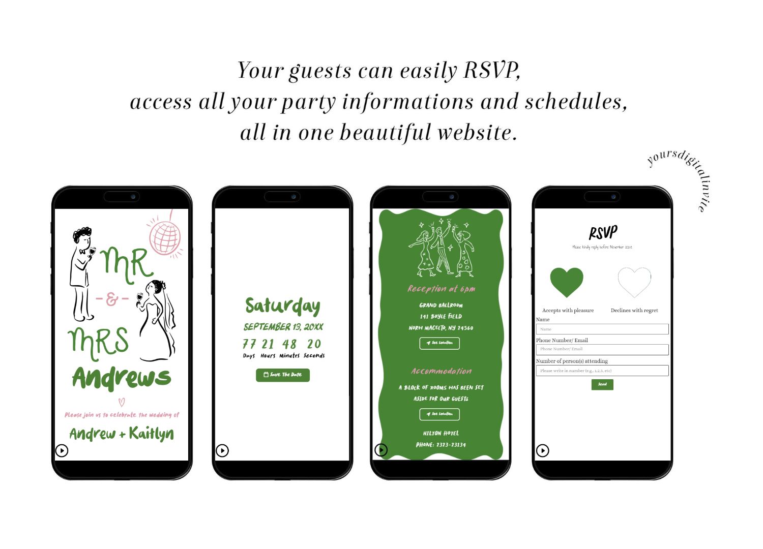 A1 Hand Drawn Fun Wedding Website Invitation