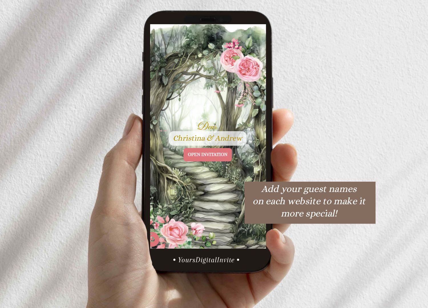 A14 Fairytale Princess Pink Enchanted Forest Quinceañera Invitation