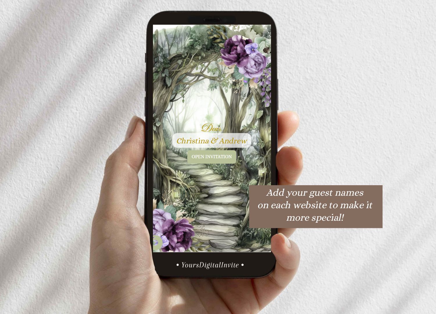 Sage Green Purple Whimsical Forest Quinceañera Invitation