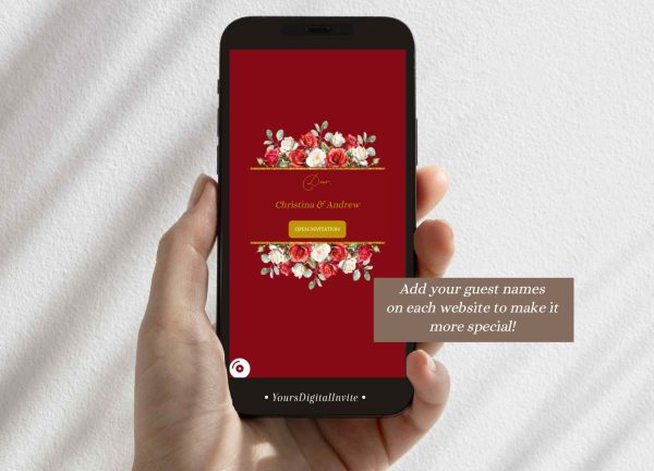 AC30 Red Rose Floral Wedding Indian Invitation