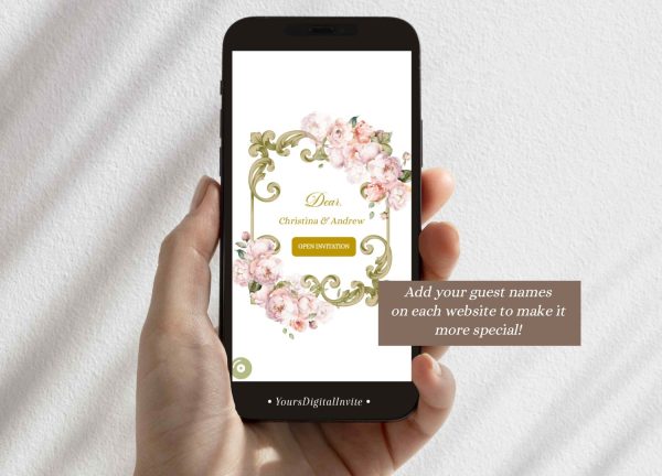 A15 Fairytale Princess Castle Sage Blush Pink Floral Quinceañera Invitation