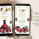 Black and Red Rose Western Charra Quinceanera Princess Invitation
