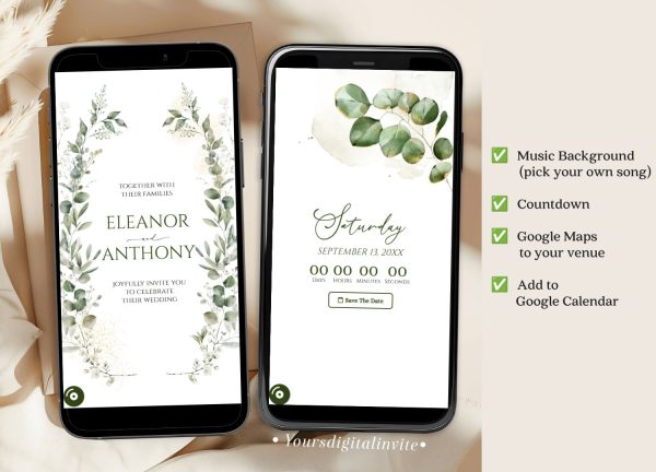 C110 Greenery Wedding Website Invitation