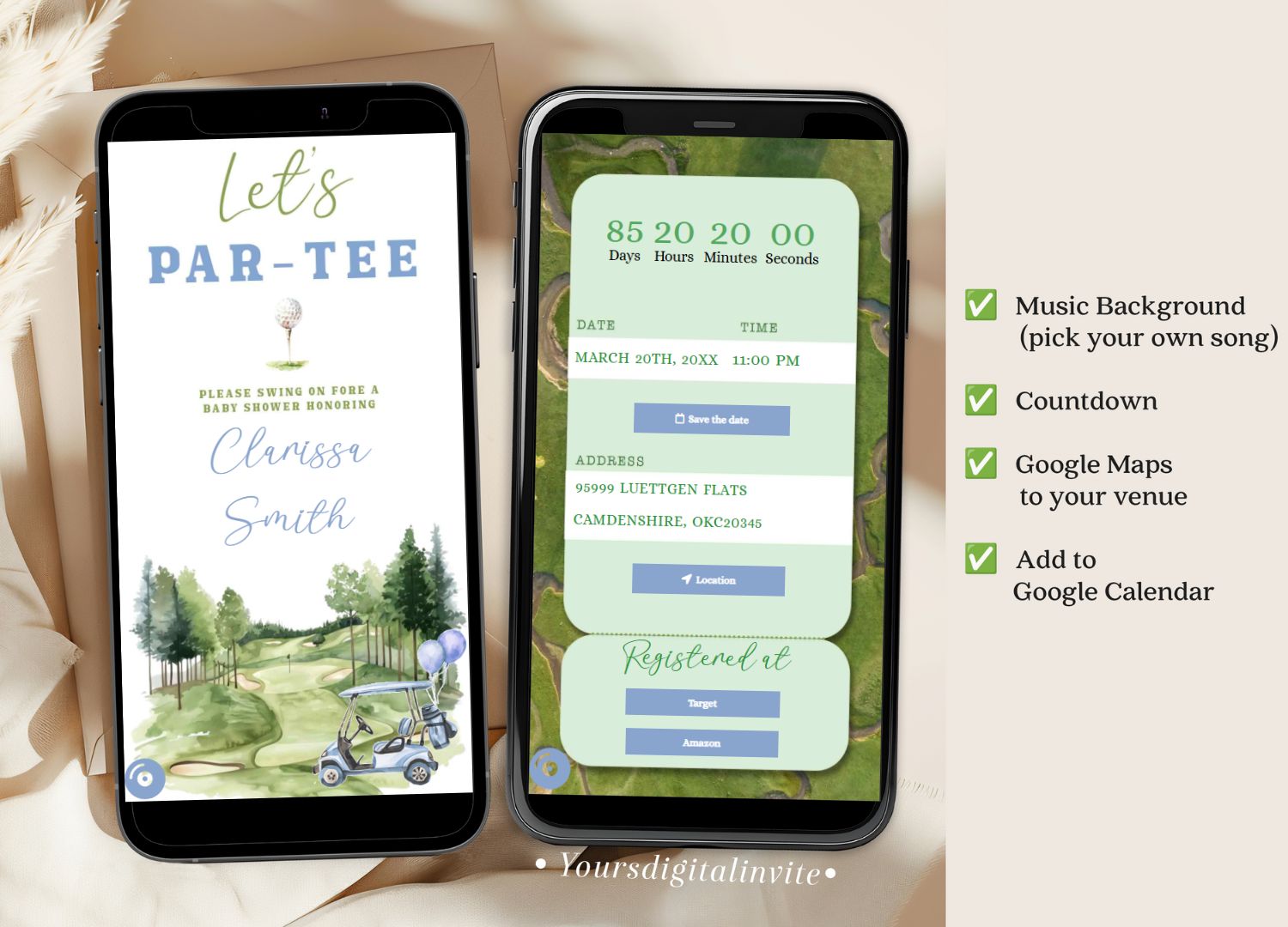 C42 Golf Blue Boy Baby Shower Invitation