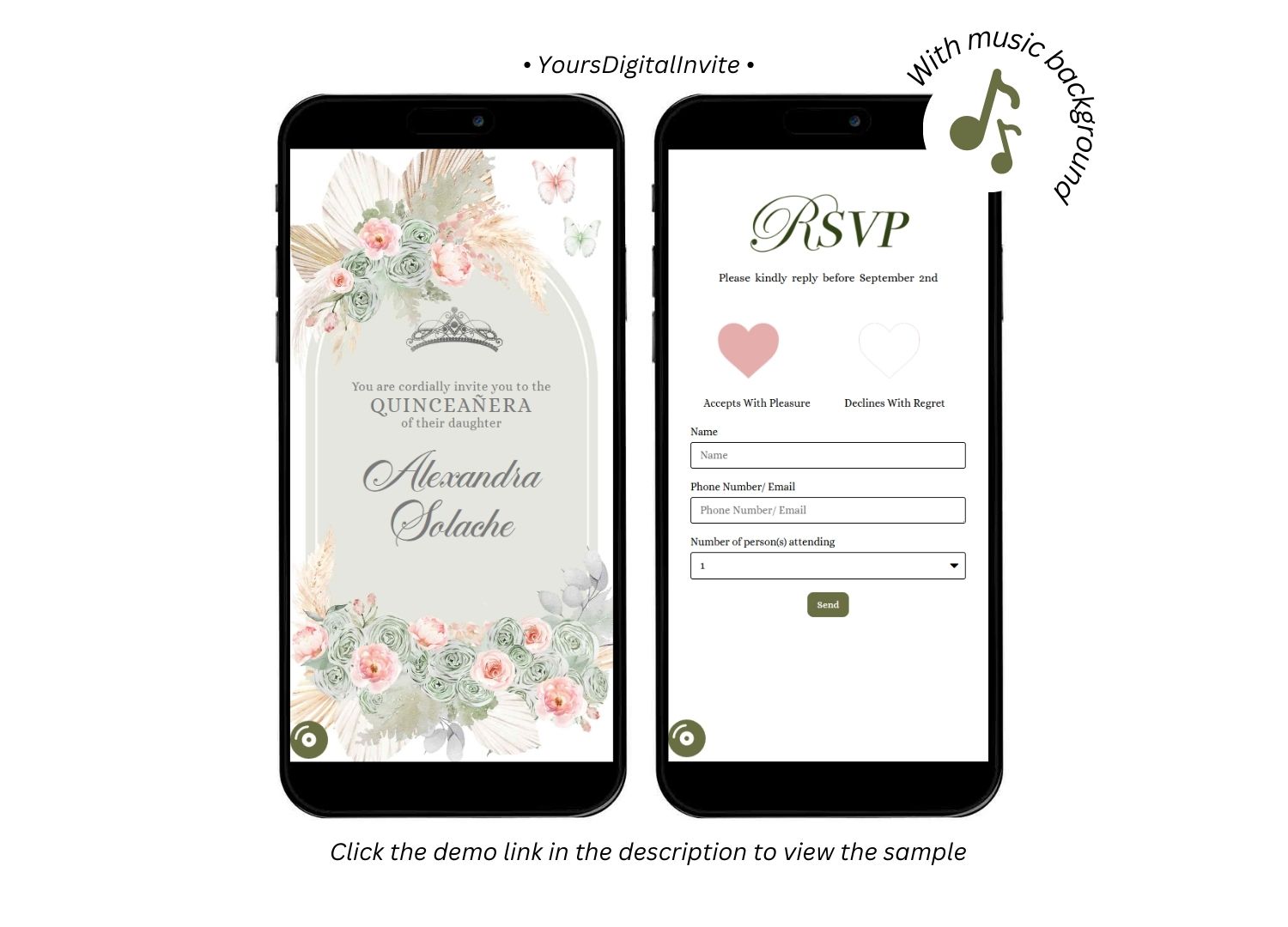 1+4 (1) A18 blush2 A18 Boho Sage Green and Blush Pink Pampass Grass Quinceanera Invitation